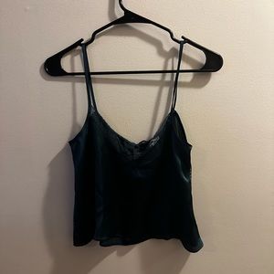 Aerie | Green swing top with lace detail